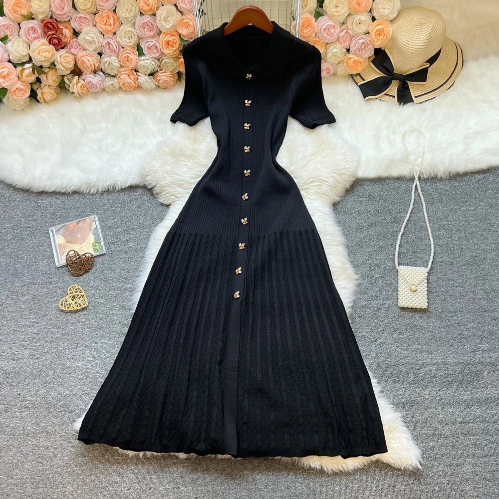 Collared Knit Midi Dress