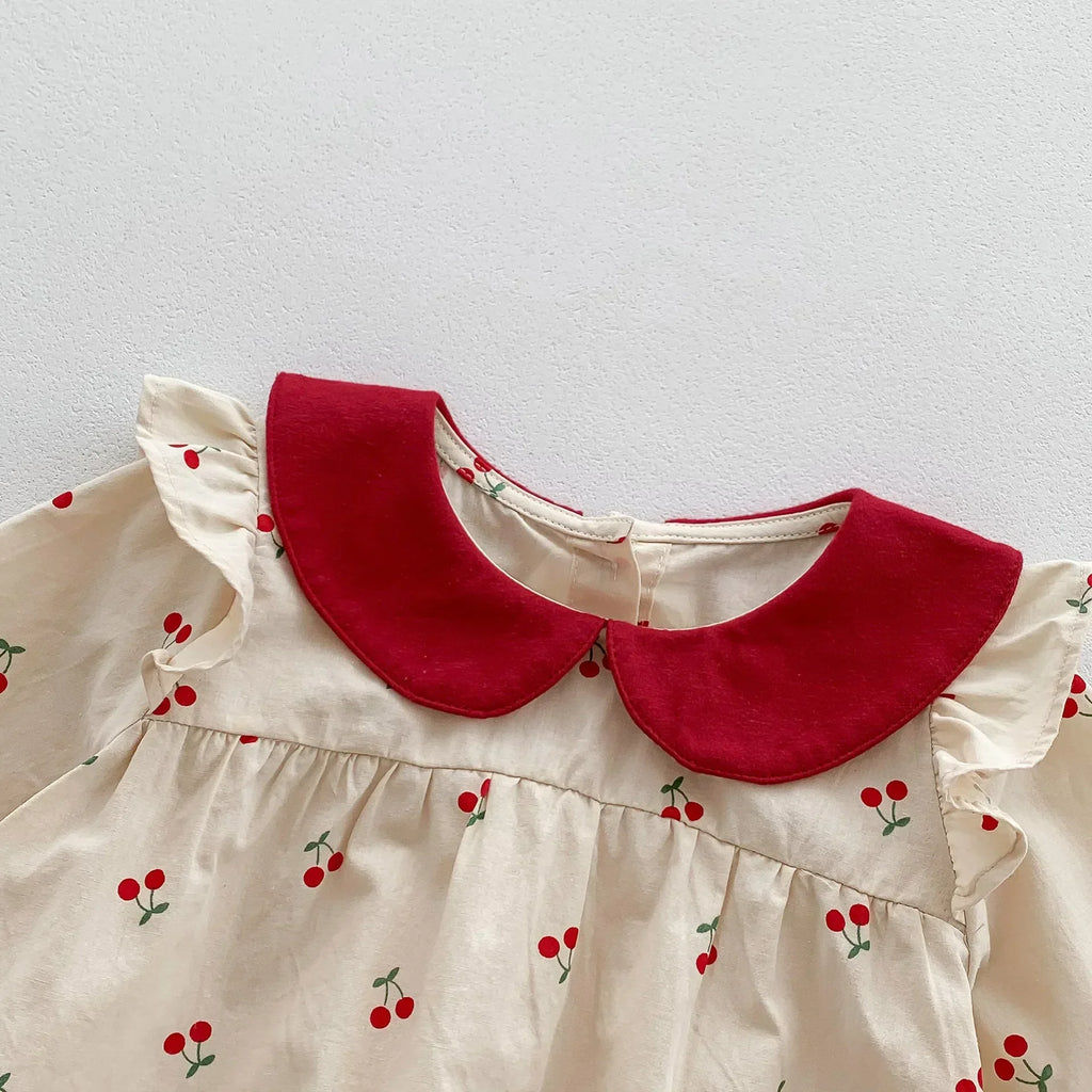 Baby Girl Floral Romper — Long Sleeve Cotton Jumpsuit