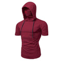 Mens Gym Thin Hoodie Short Sleeve Hoodies With Mask Sweatshirt Casual Splice Large Mask Hoodie Sweatshirt Hooded Tops Cycling
