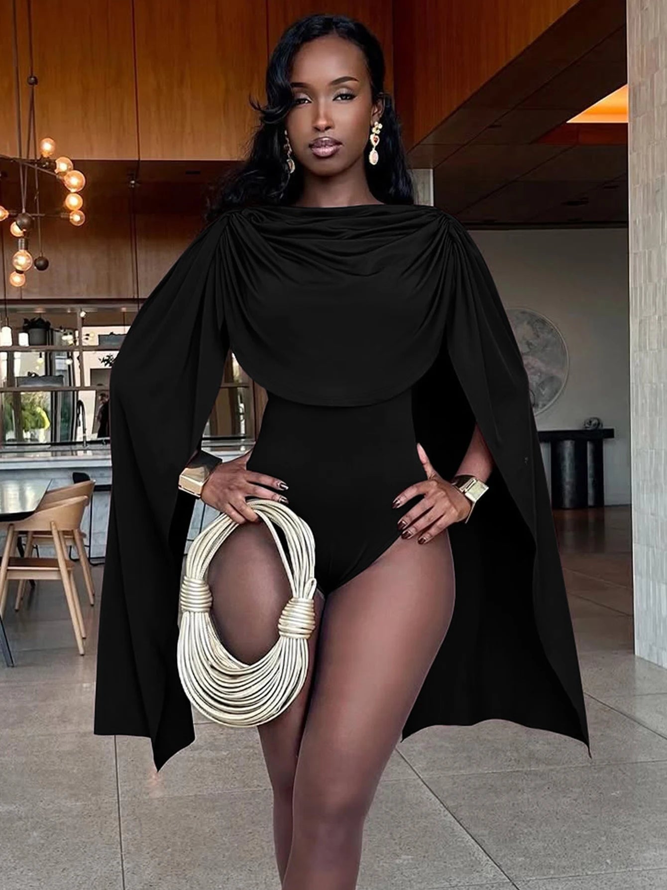 Women's Ruched Bodycon High Waist Playsuit – Slim Fit Sexy Club Romper