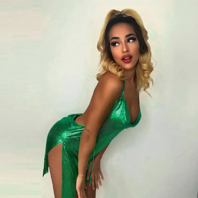Women's Sequin Backless Spaghetti Strap Mini Dress – Sexy Party & Club Dress