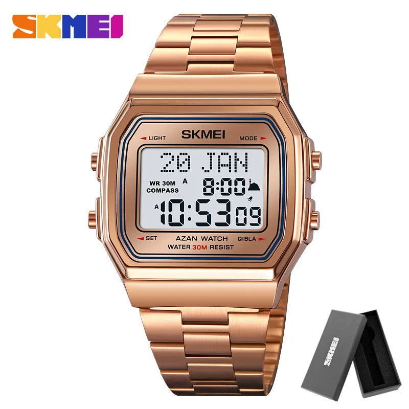 SKMEI 2113 Men's Islamic Prayer Digital Watch | Azan, Qibla, Hijri Calendar