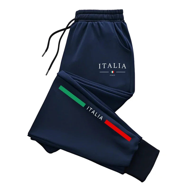Italy Print Jogger Sweatpants – Men's Tapered Casual Pants, All Seasons