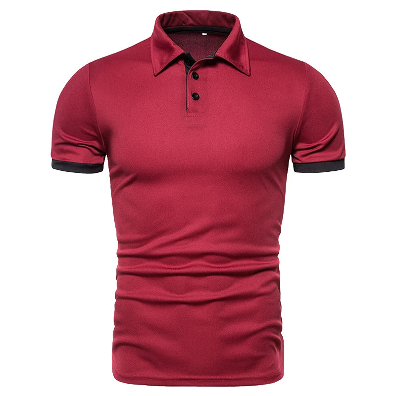 Men's Solid Color Short Sleeve T-Shirt Collar Polo Comfortable Breathable Fashion Basic Fit for Spring/Summer