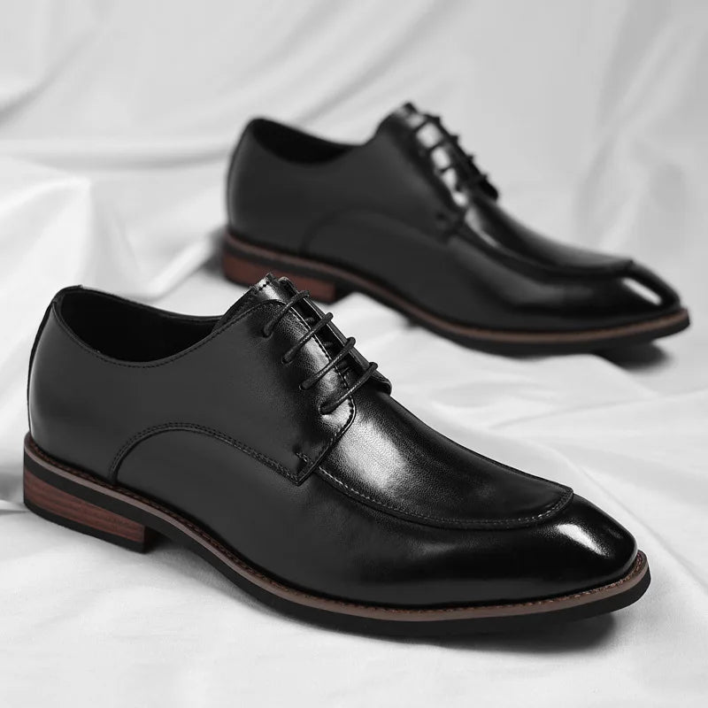 Men's Genuine Leather Oxford Shoes — Lace-Up Dress Shoes