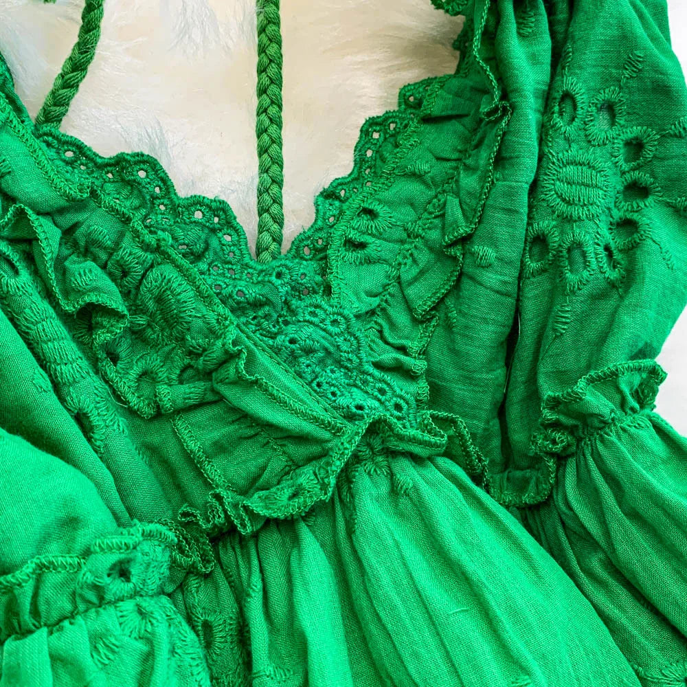 Chic hollow out loose sweet slim Slip Dress Fashion Beach Casual fairycore gothic dress Vacation Summer Women dress