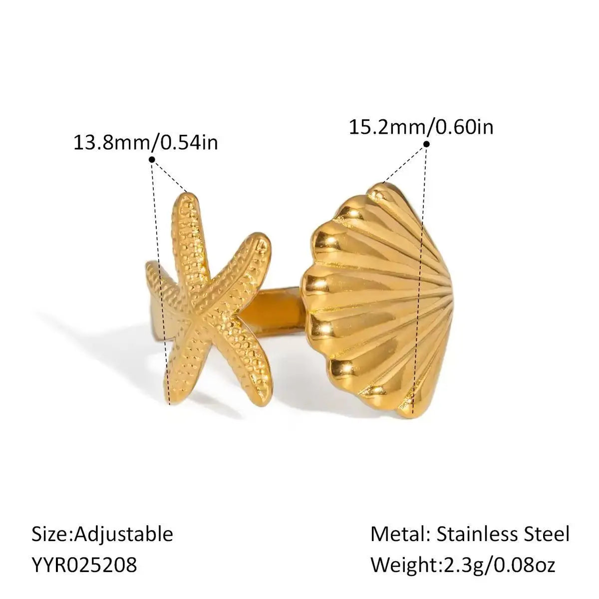Shell & Geometric Ring Set