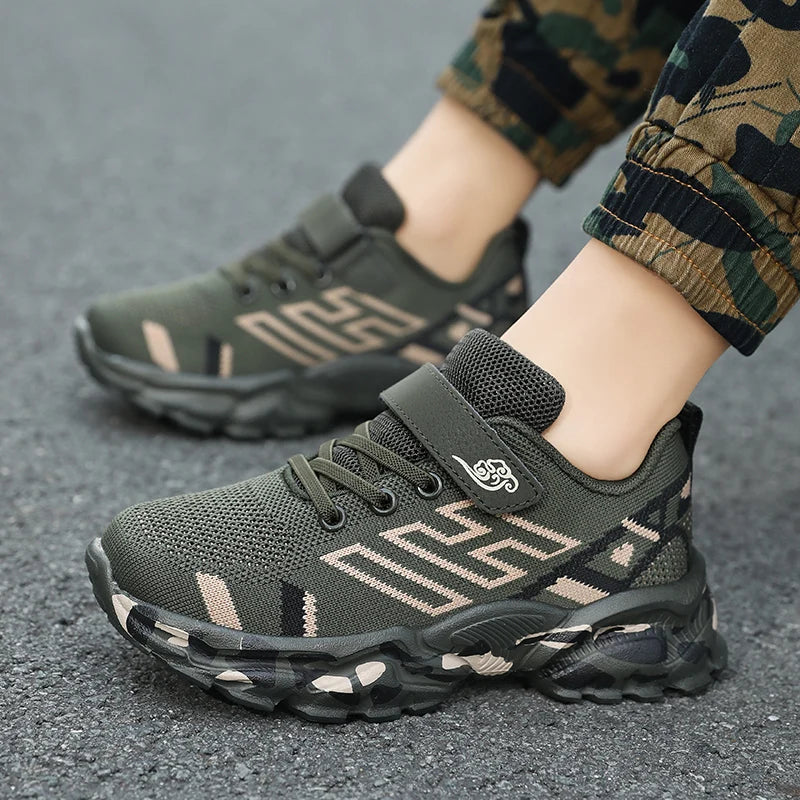 Children Breathable Sneakers Boys Girls Wear-resistant Lightweight Sports Shoes Kids Non-slip Casual Camouflage Outdoor Shoes