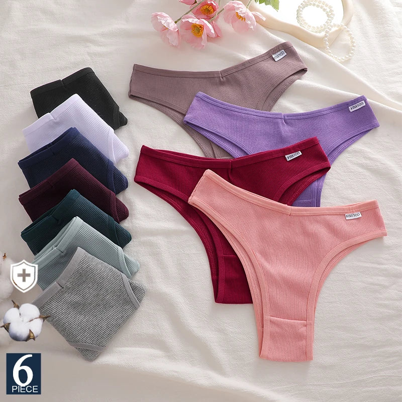 FINETOO 6Pcs Cotton Lingerie Panties Sexy Underwear Women Briefs Tangas Female Underpants Pantys Thong Panties Bikini 13 Color
