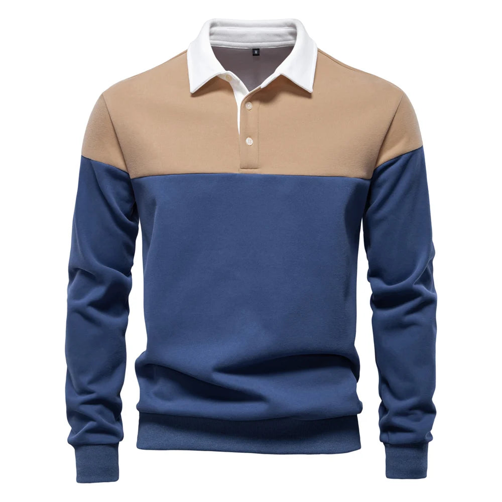 AIOPESON New Spring Men's Color-Block Cotton Blend  Hoodies for Business Casual Style Long Sleeve Sweatshirt