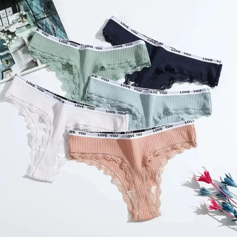 Women's Cotton Lace G-String Thong | Low-Rise Sexy Underwear | 8 Colors | M–XL