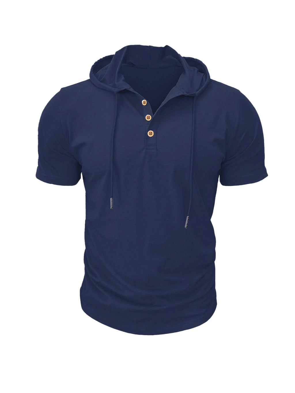 Men's Hooded Short-Sleeved Tees Summer Slim Fitness Quick Dry T-shirt Breathable Sports Tops for Male Bodybuilding