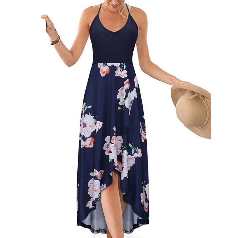Printed V-Neck Maxi Dress