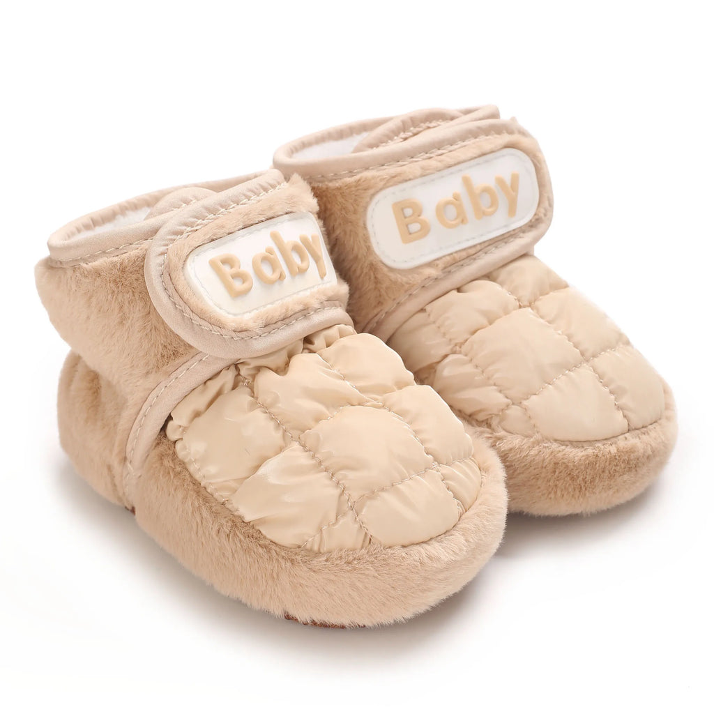 0-18M Apricot New Soft Winter Boots Baby Girl Boy Winter Warm Shoes Solid Fashion Toddler Fuzzy Balls First Walkers Kid Shoes