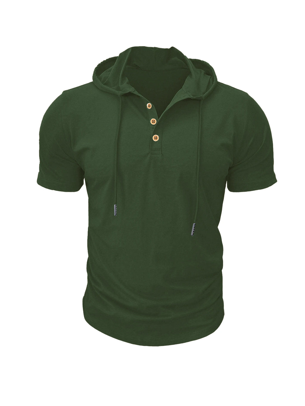 Men's Hooded Short-Sleeved Tees Summer Slim Fitness Quick Dry T-shirt Breathable Sports Tops for Male Bodybuilding