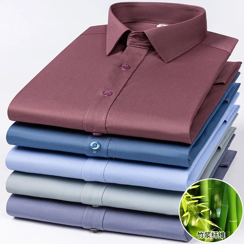 Men's Bamboo Fiber Dress Shirt — Anti-Wrinkle Slim Fit