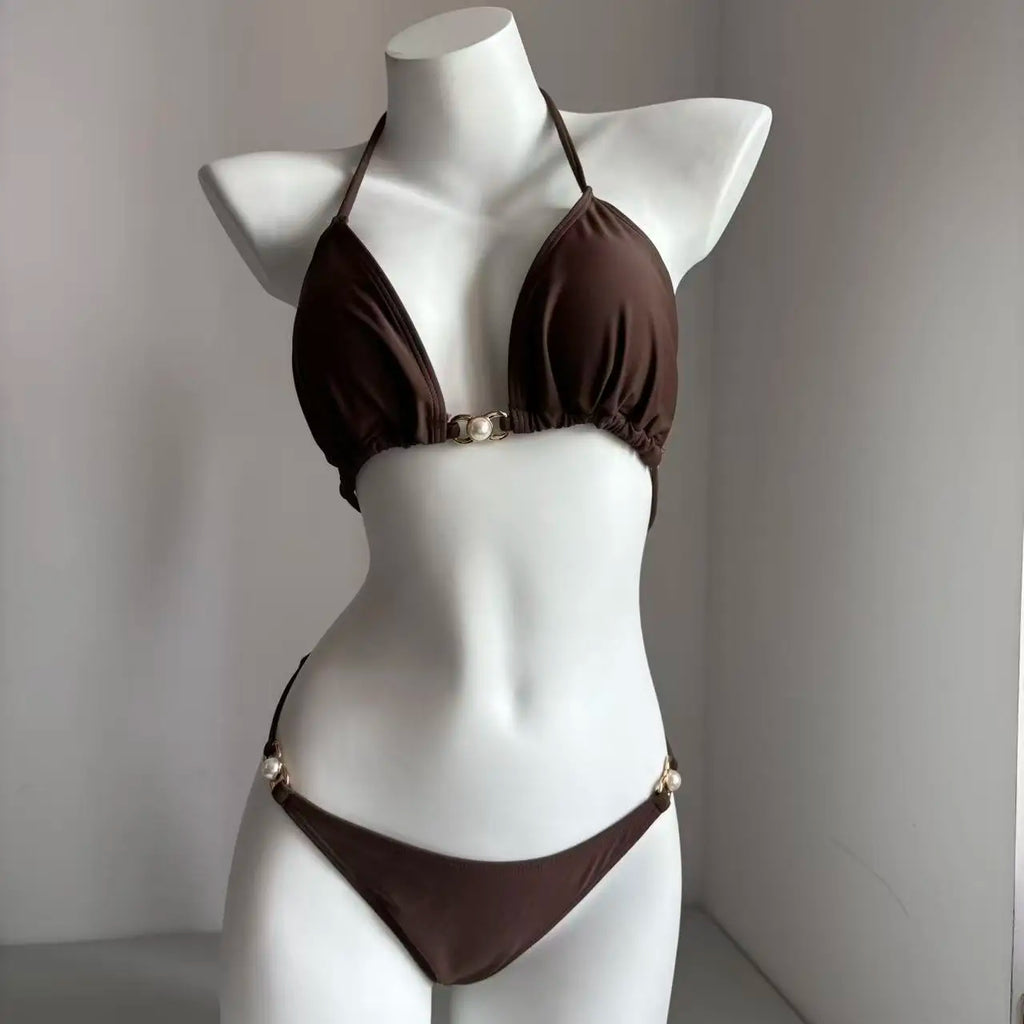 2026 3 Pieces Set Swimsuit Women Thong Swimwear Sexy Matching Bikini Set Long Sleeve Dress Cover Up Beachwear Bathing Suit