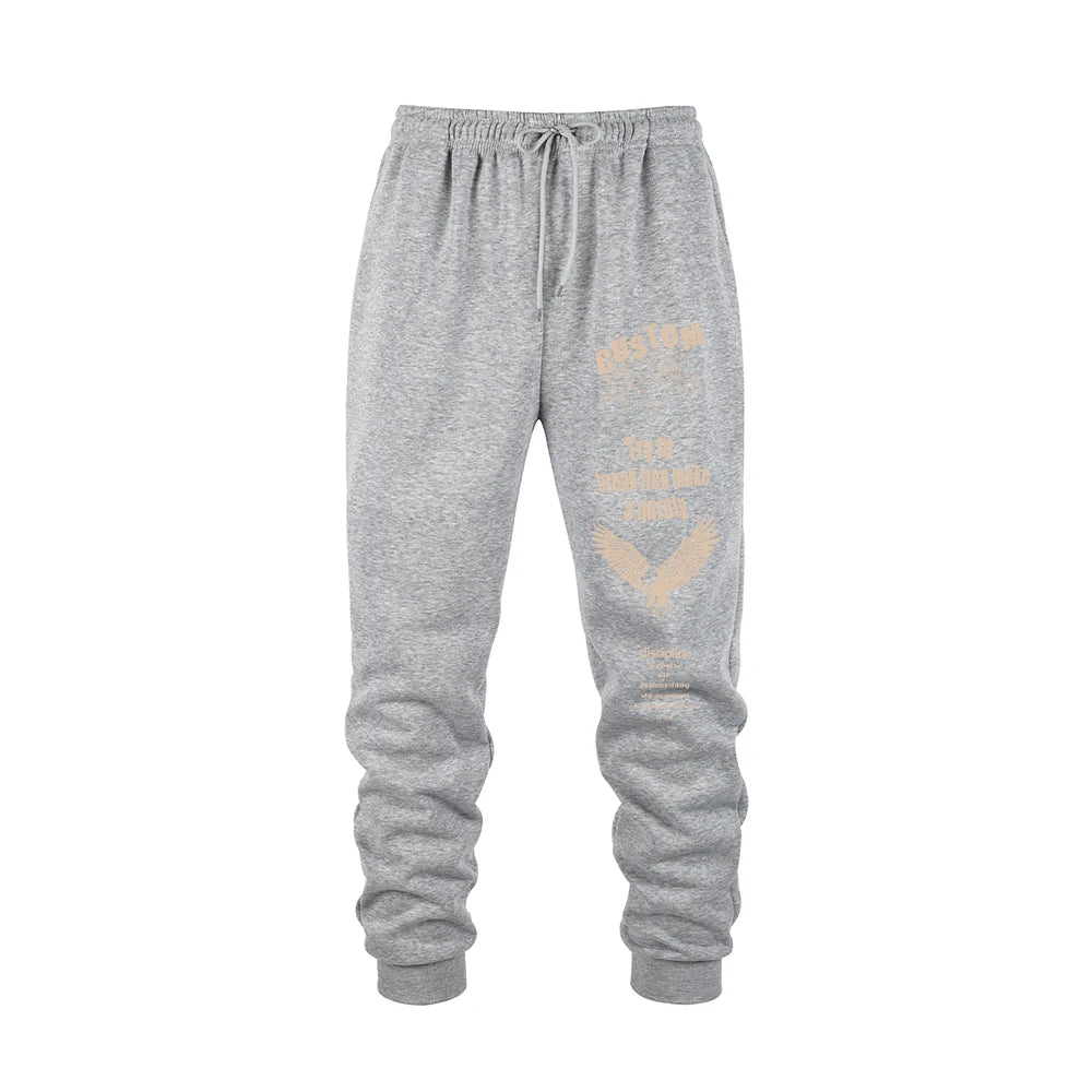 Men Sweatpants Spring Autumn New Jogger Gym Sports Fitness Printed Casual Pants Mid Waist Drawstring Training Pants