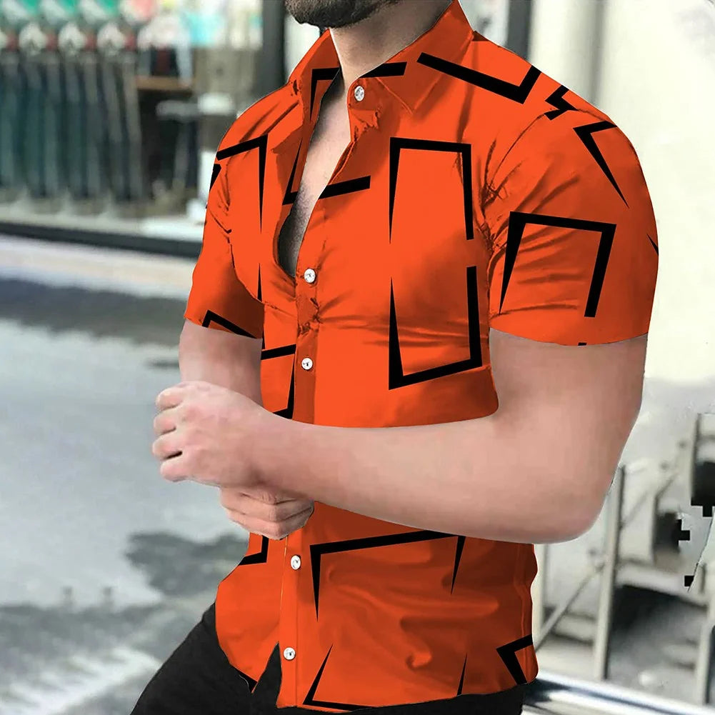 2023 New High Quality Hawaiian Baroque Short Sleeve 3D Printed Men's Shirt