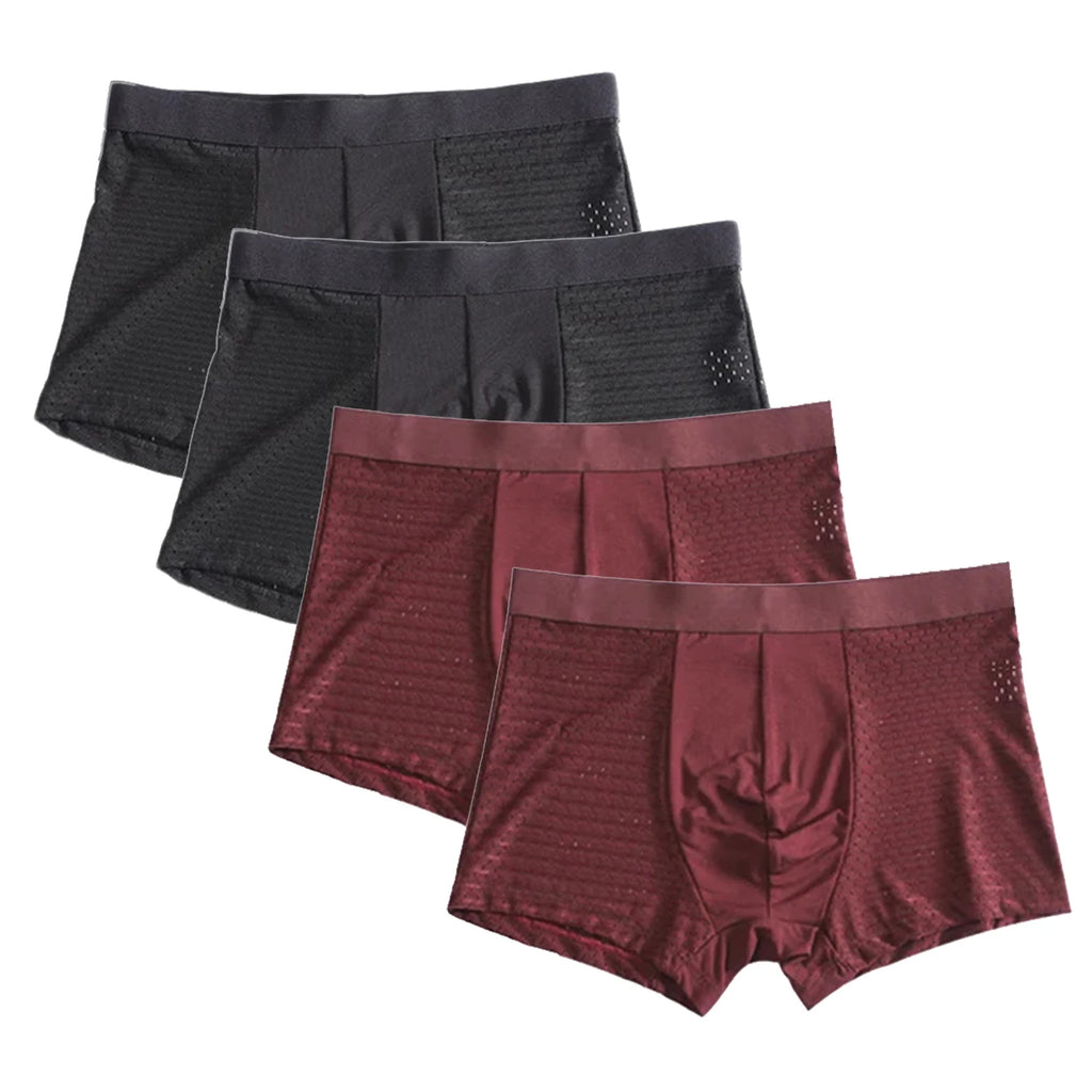 Men's Bamboo Fiber Boxer Shorts 4-Pack | Breathable Quick-Dry Underwear | 11 Colors | XL–7XL