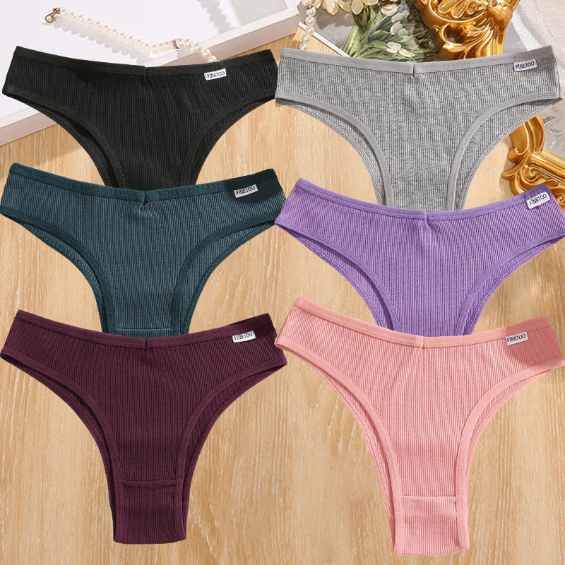 FINETOO 6Pcs Cotton Lingerie Panties Sexy Underwear Women Briefs Tangas Female Underpants Pantys Thong Panties Bikini 13 Color