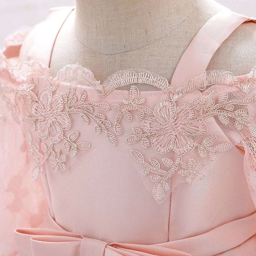 Baby Girls' Lace Flower Princess Dress – Baptism, Birthday & Wedding Party Gown