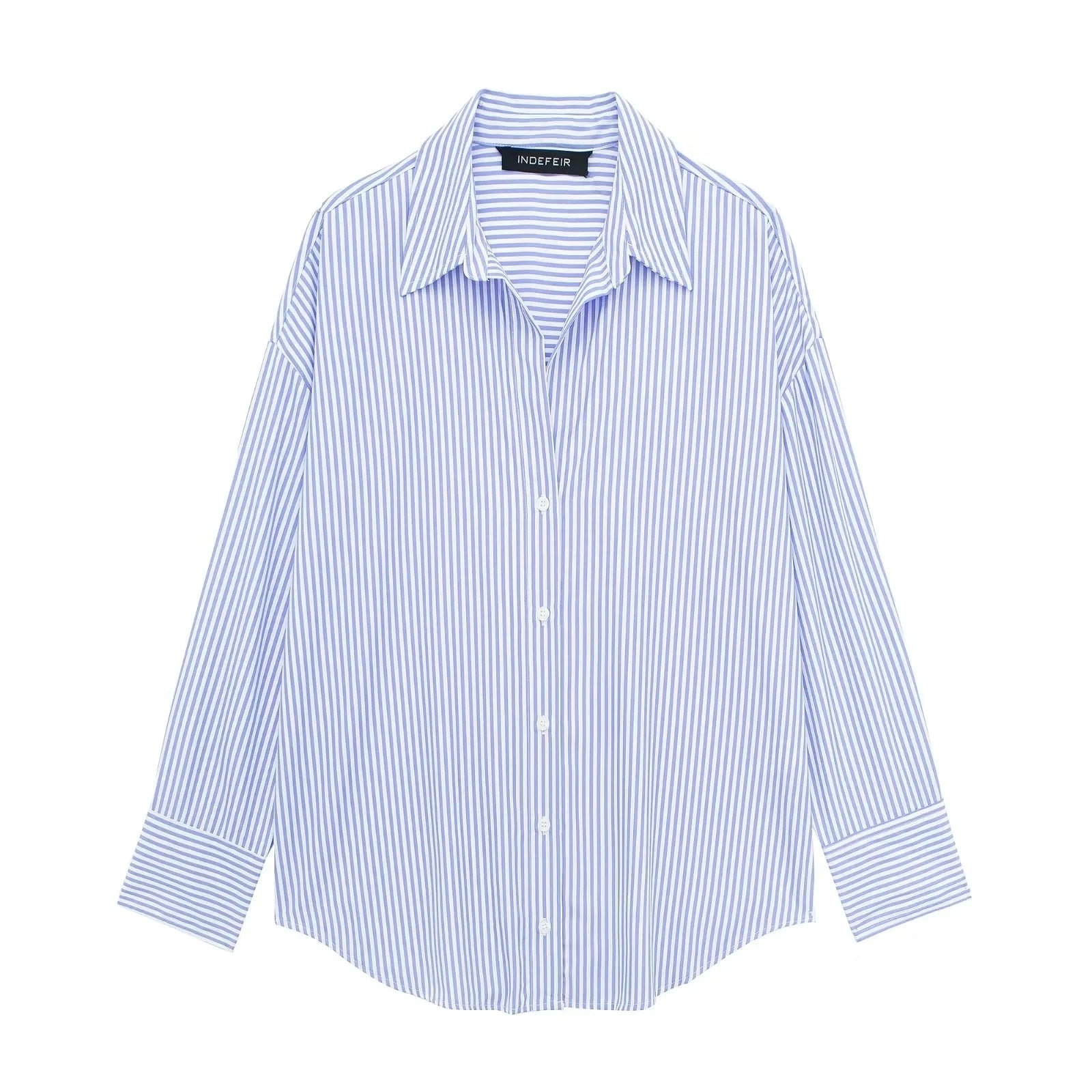 Women's Elegant Lapel Long Sleeve Loose Blouse — Office Lady Button-Down Shirt | 5 Colors | XS–L