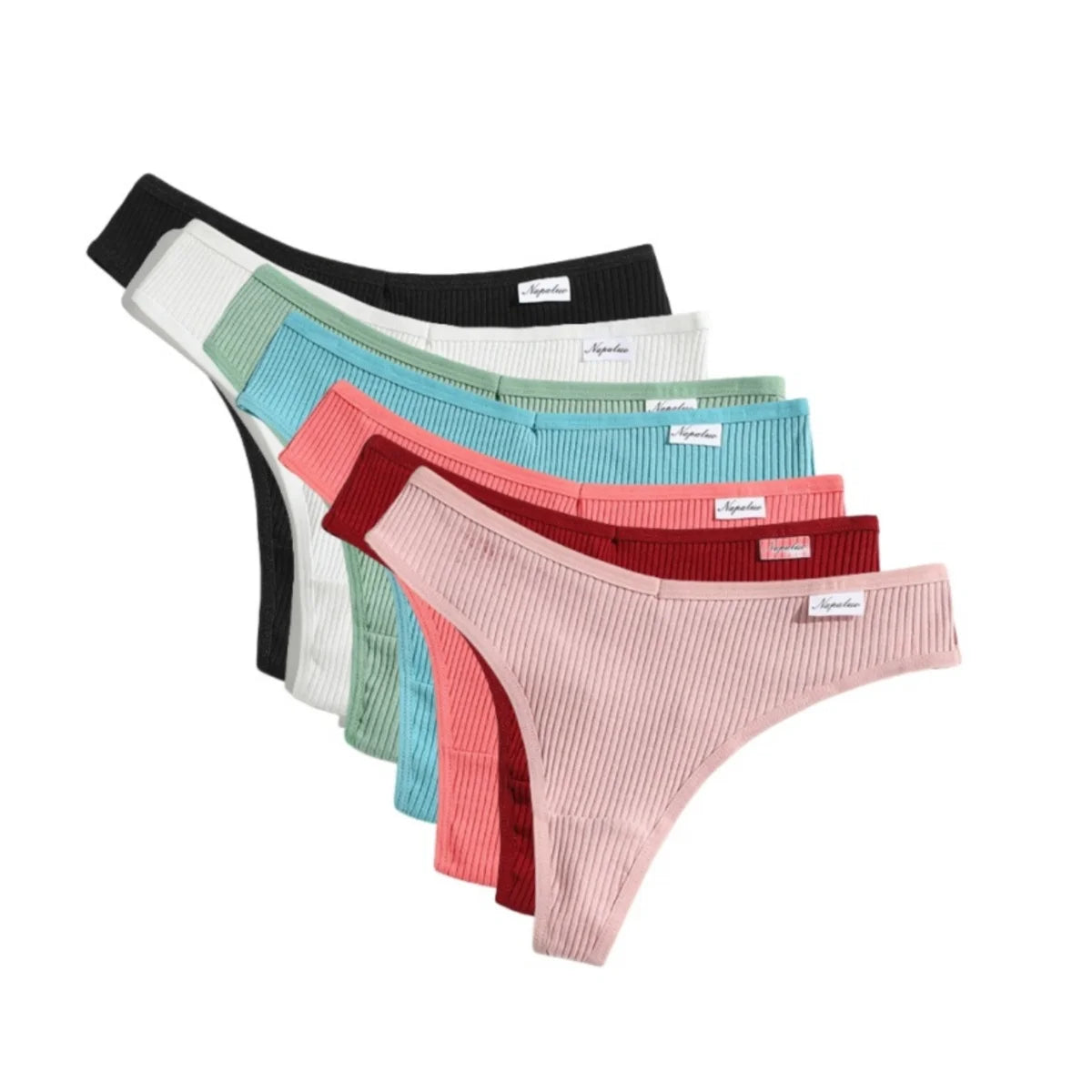 7Pcs/Set Women Cotton Panties Solid Color Thongs Female Low Rise T-back Underwear Sexy Lingerie Intimates S-XL G-String