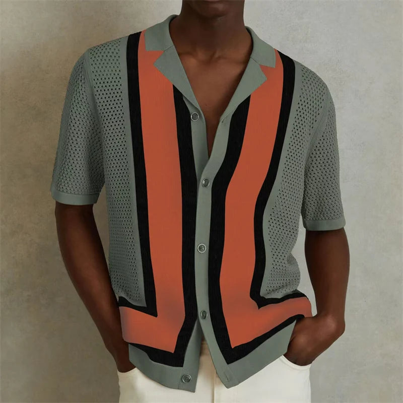 High End Jacquard Striped Polo Shirts For Men Short Sleeve Elastic Summer Quality Viscose Knitted Smart Casual Camisas De Hombre