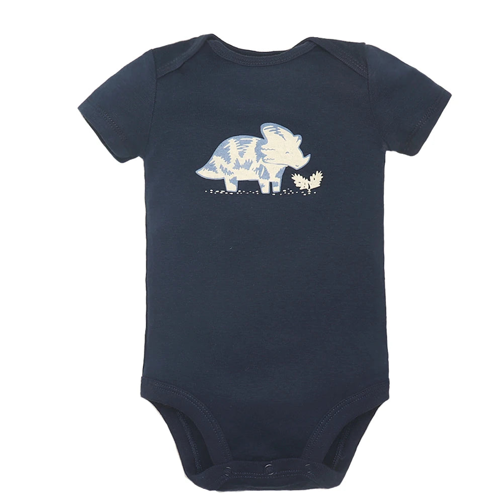 Baby Cotton Cartoon Romper – Short Sleeve Jumpsuit (0–24M)