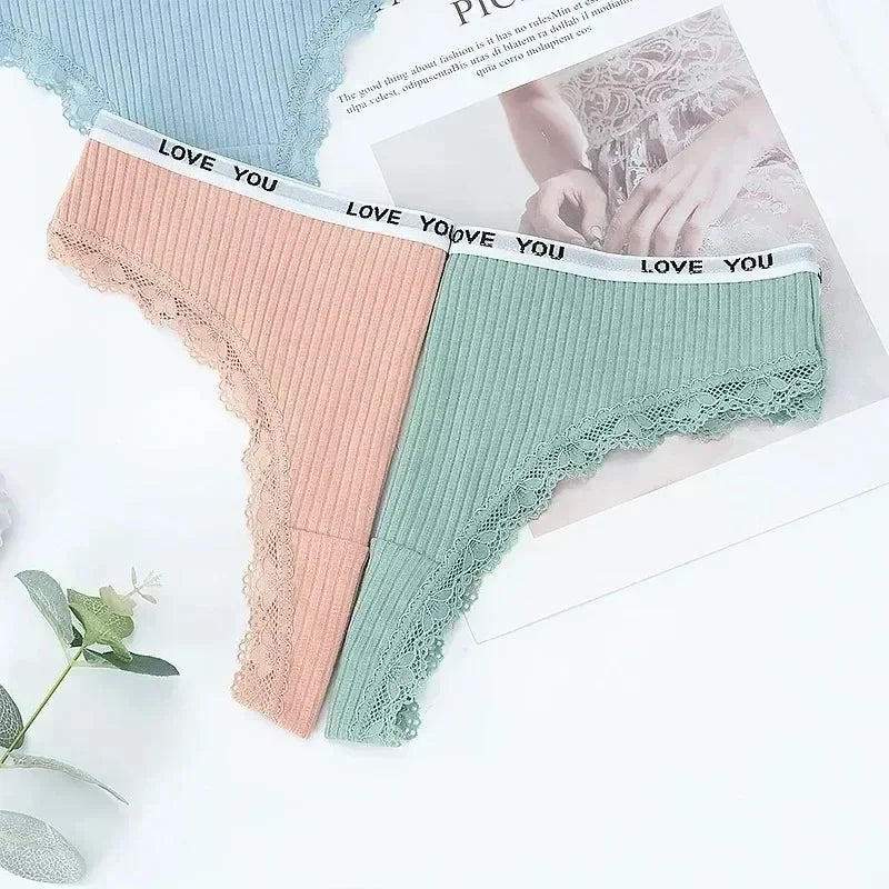 Women's Cotton Lace G-String Thong | Low-Rise Sexy Underwear | 8 Colors | M–XL