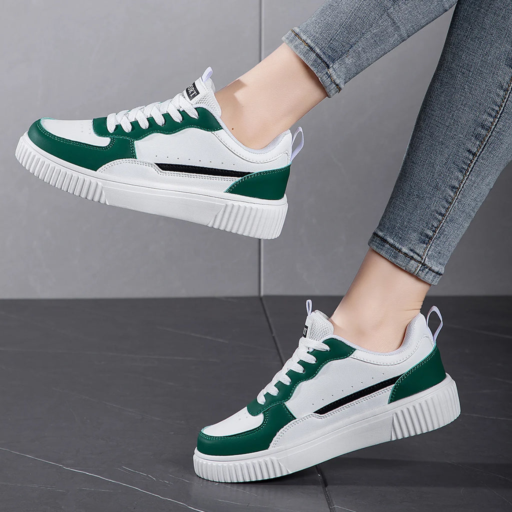 Men's Breathable White Sneakers — Non-Slip Thick Sole