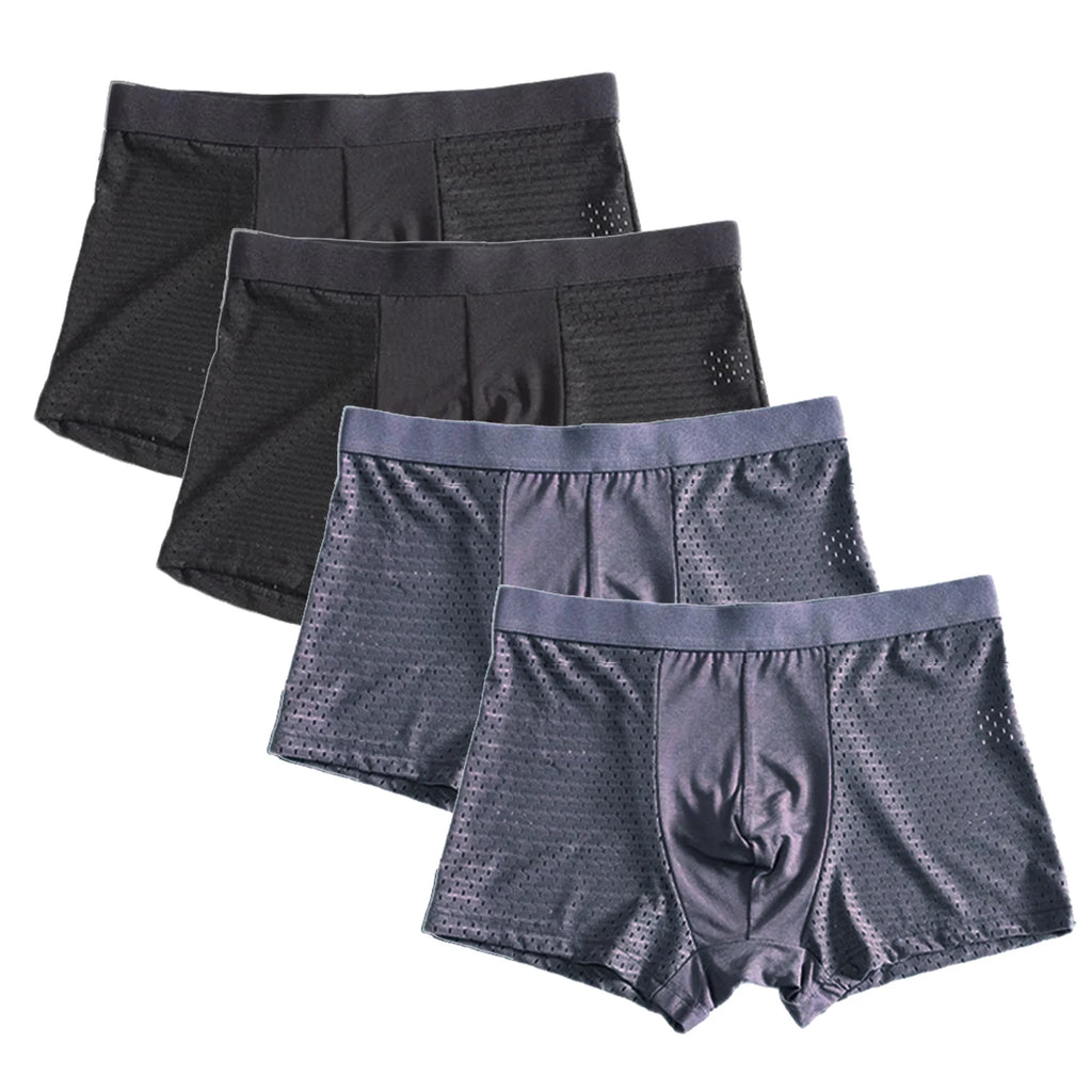 Men's Bamboo Fiber Boxer Shorts 4-Pack | Breathable Quick-Dry Underwear | 11 Colors | XL–7XL