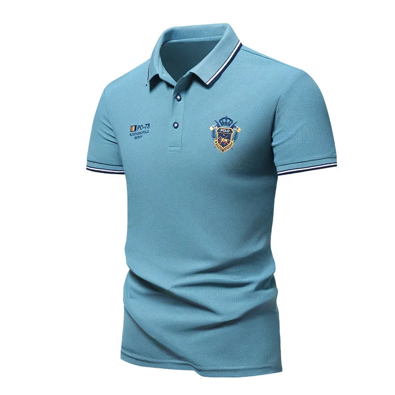 Men's Embroidered Polo Shirt — Luxury Casual Short Sleeve