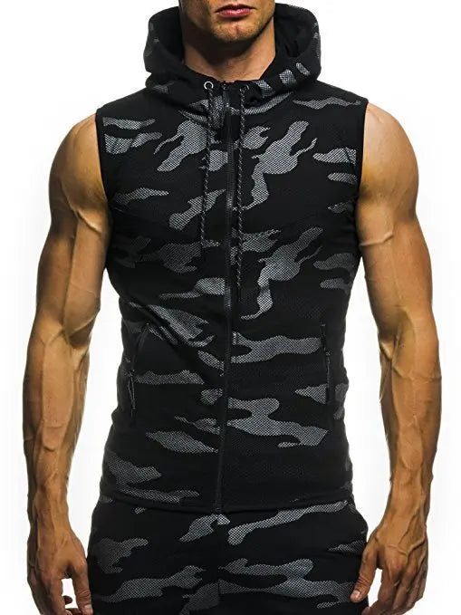 Men's Sleeveless Hooded Tank Top