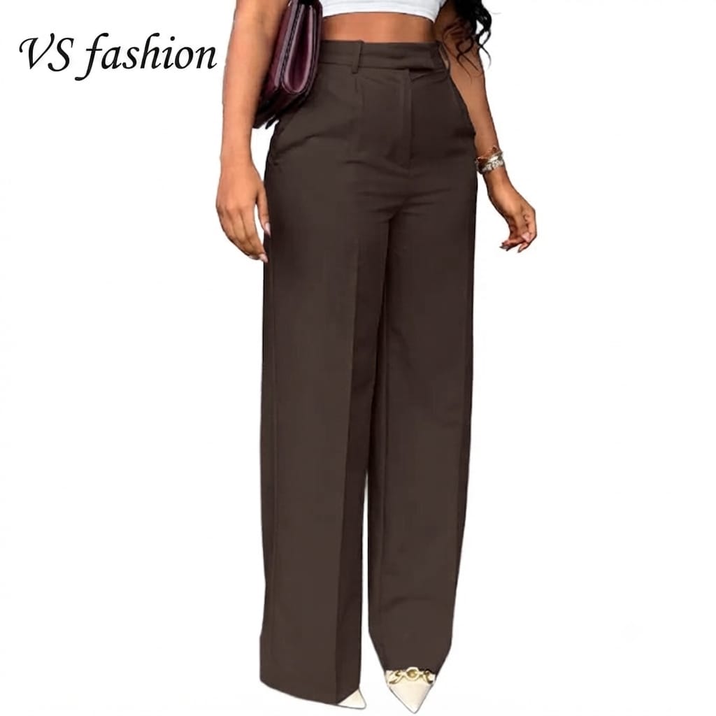 Women's Wide Leg Dress Pants with Pocket – Loose Fit Office Trousers