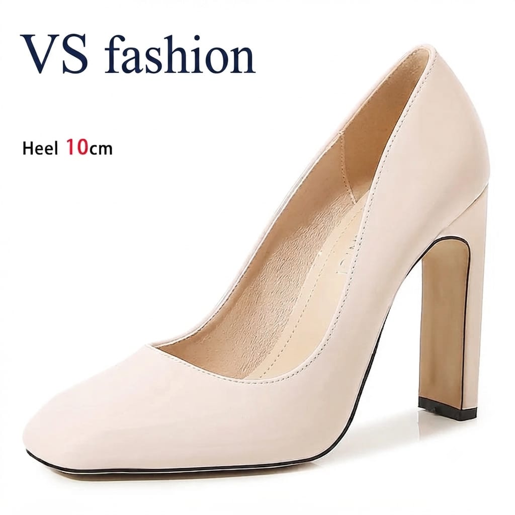 Women's Square Toe High Heel Pumps – 10cm Office Lady Stilettos