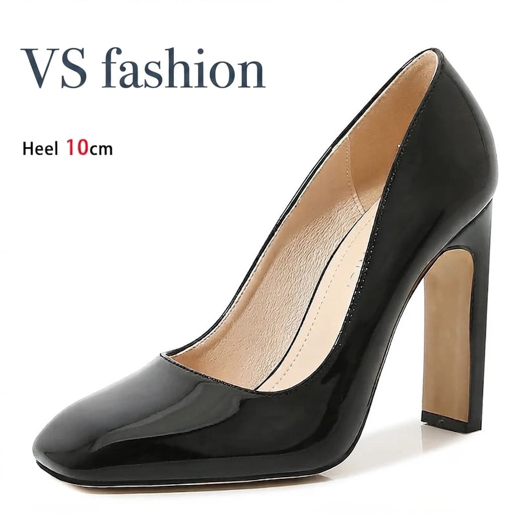 Women's Square Toe High Heel Pumps – 10cm Office Lady Stilettos