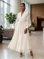 V-Neck Lace Maxi Dress