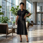 Collared Knit Midi Dress