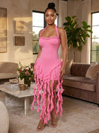 Ruffle Halter Mini Dress