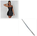 Women's Satin Backless Lace-Up A-Line Mini Dress – Elegant Slim Suspender Skirt
