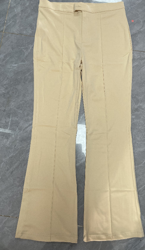Women's Slim Straight-Leg Buckle Trousers – Solid Color Fashion Pants