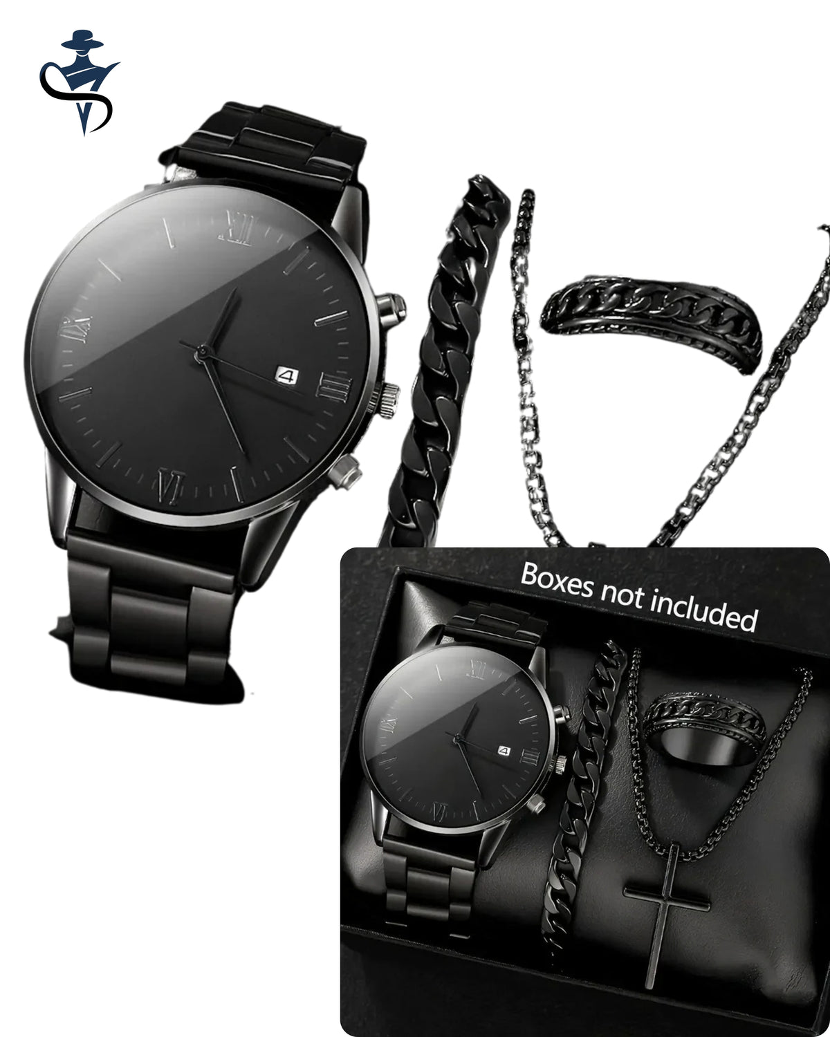 Men's Quartz Watch & Jewelry Set