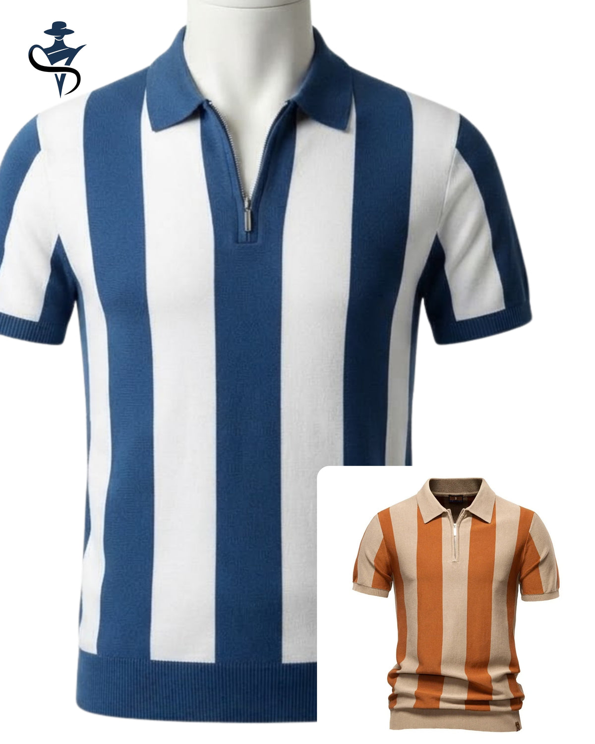 Men's Striped Knit Polo