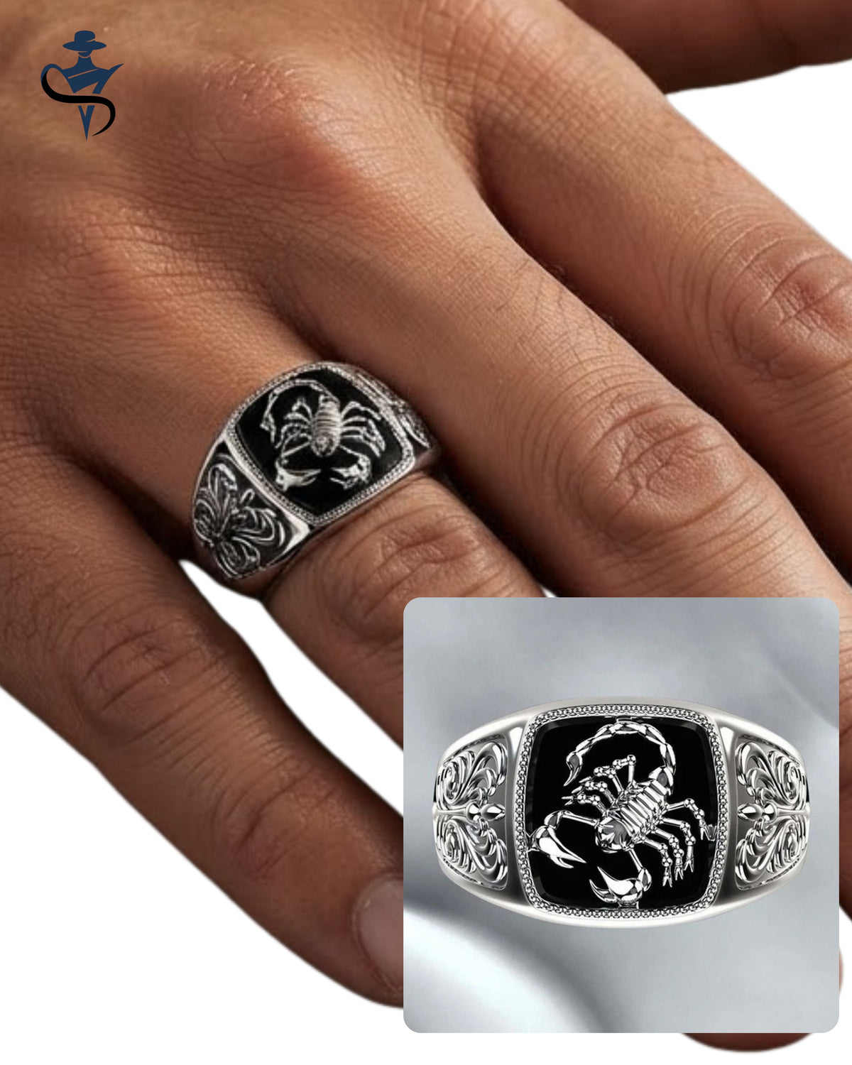 Silver-Tone Scorpion Ring