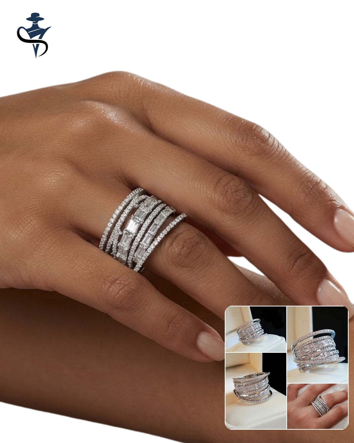 HUITAN Women's CZ Statement Ring