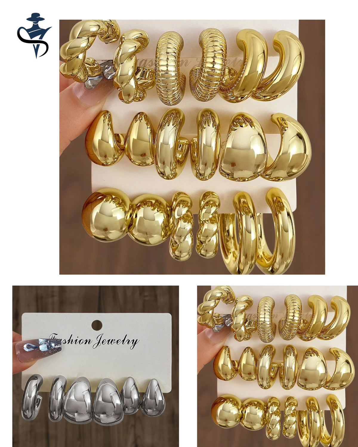 Chunky Hoop Earrings Set