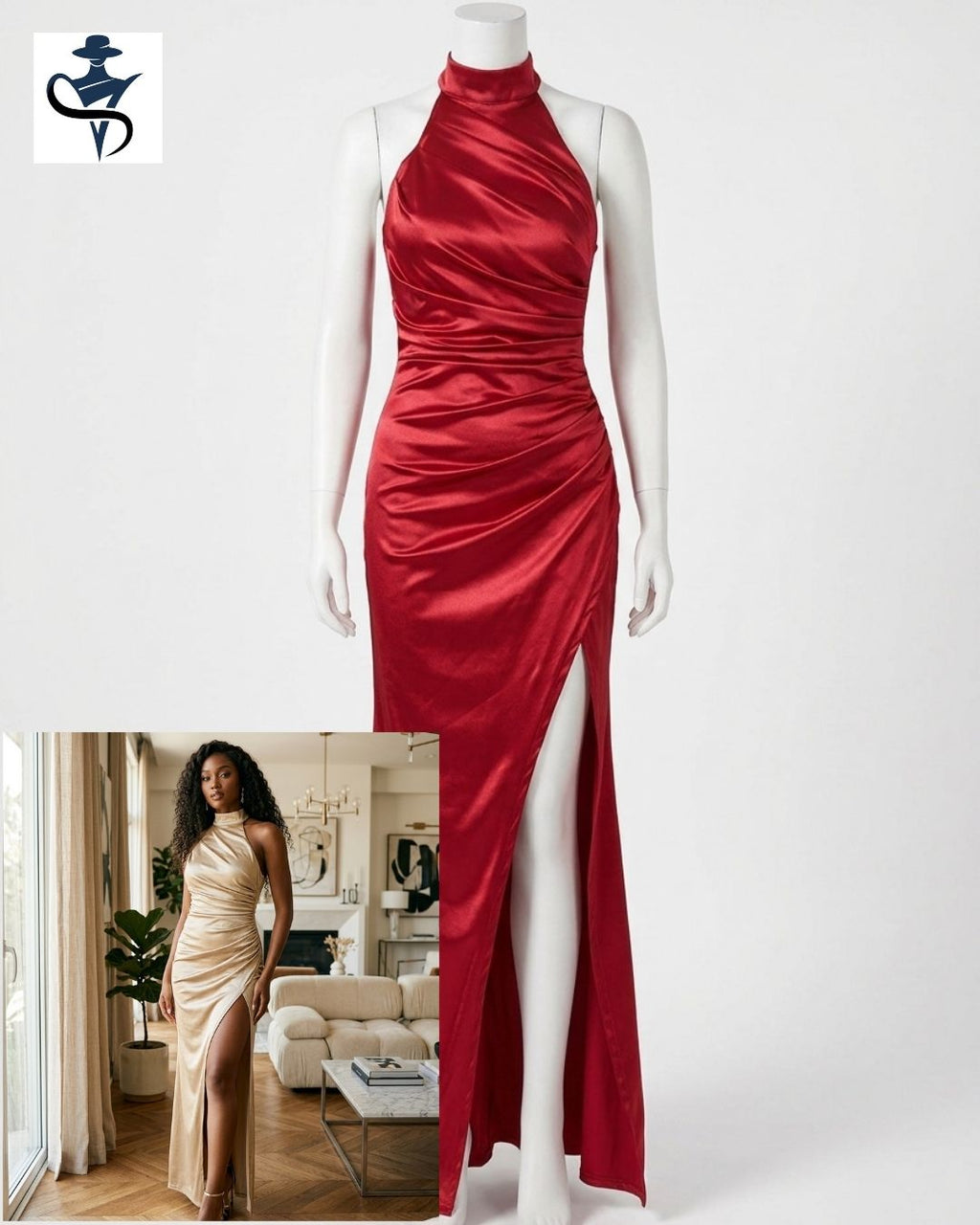Backless Halter Maxi Dress