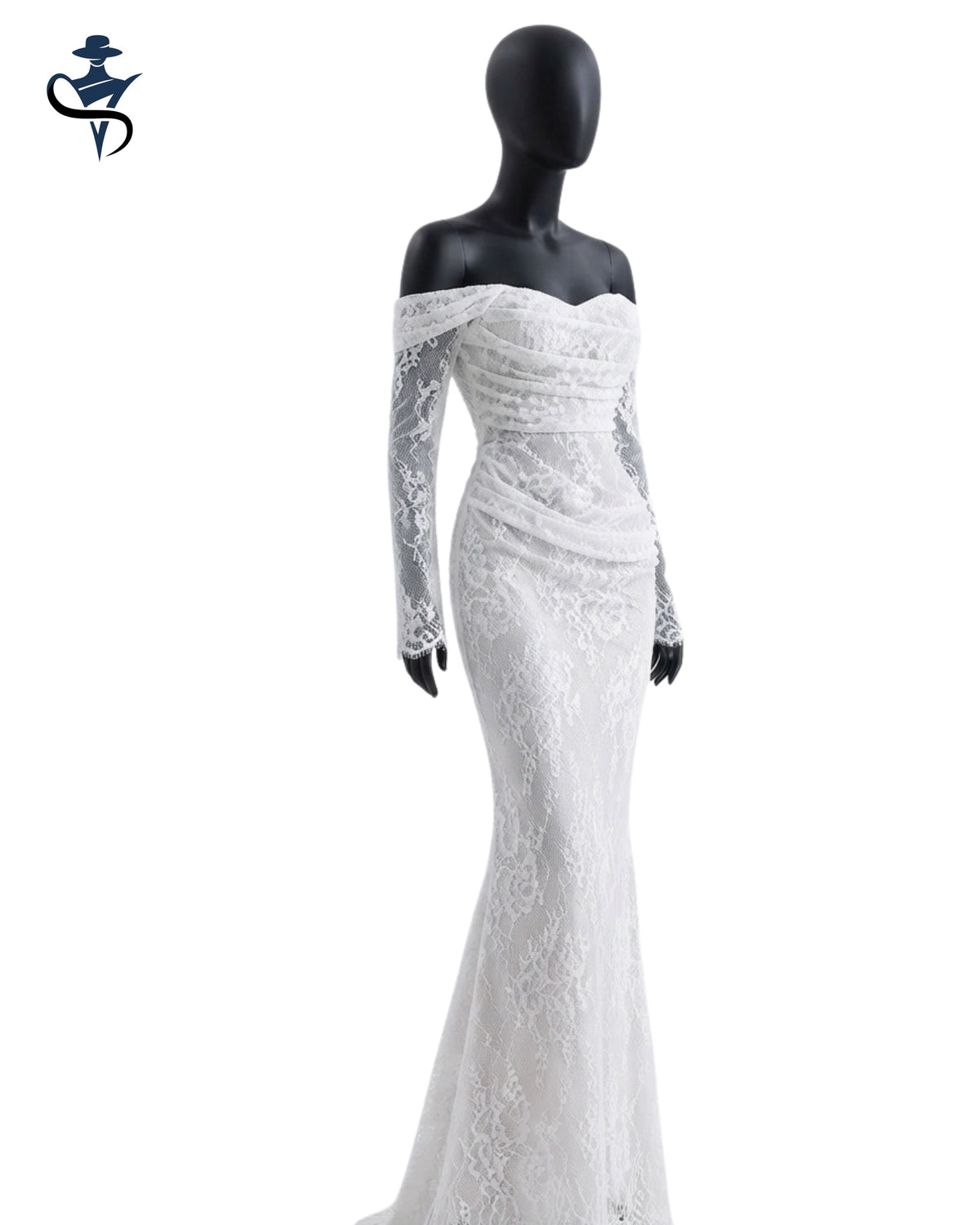 Lace Slash-Neck Maxi Dress